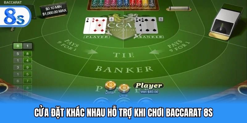 Cửa đặt khác nhau hỗ trợ khi chơi baccarat 8S